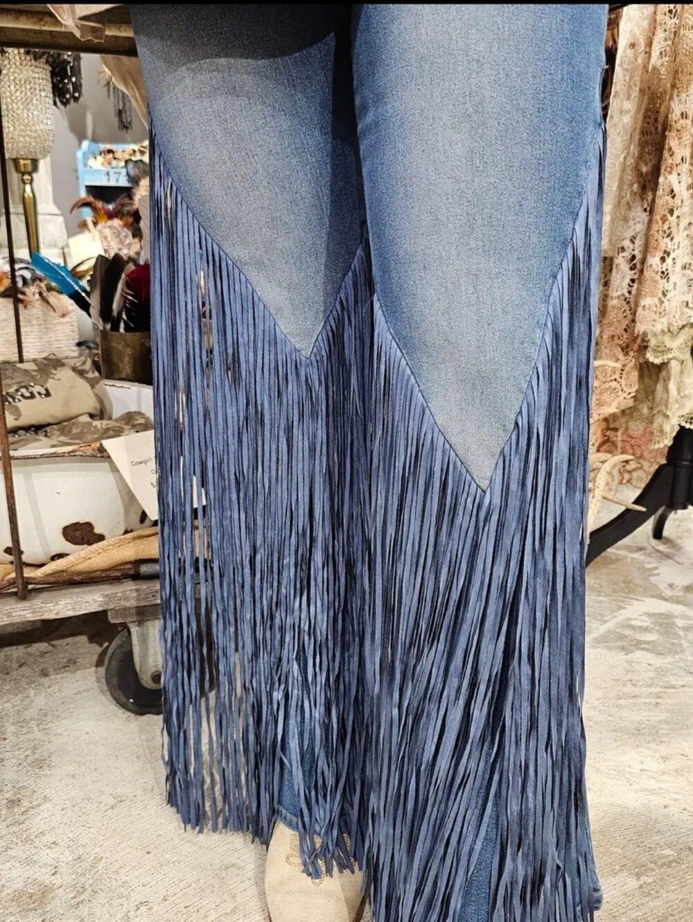 #1638 A Rare Bird Fringe Snap Jeans - Picture 4 of 6